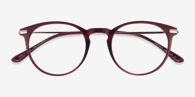 Particle Clear Red & Rose Gold Plastic-metalEyeglass Frames from EyeBuyDirect, Closed View