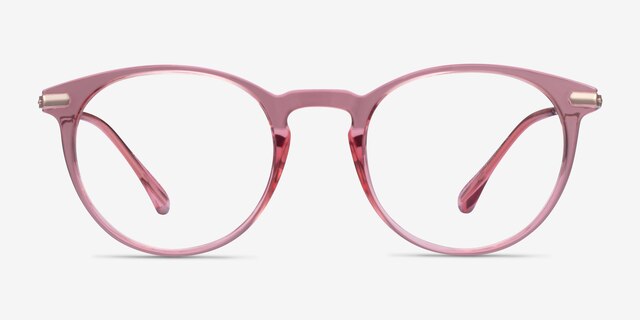 Particle Clear Pink & Rose Gold Plastic-metalEyeglass Frames from EyeBuyDirect, Front View
