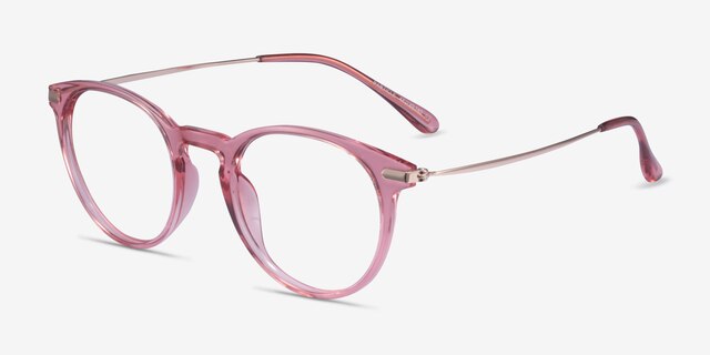 Particle Clear Pink & Rose Gold Plastic-metalEyeglass Frames from EyeBuyDirect, Angle View