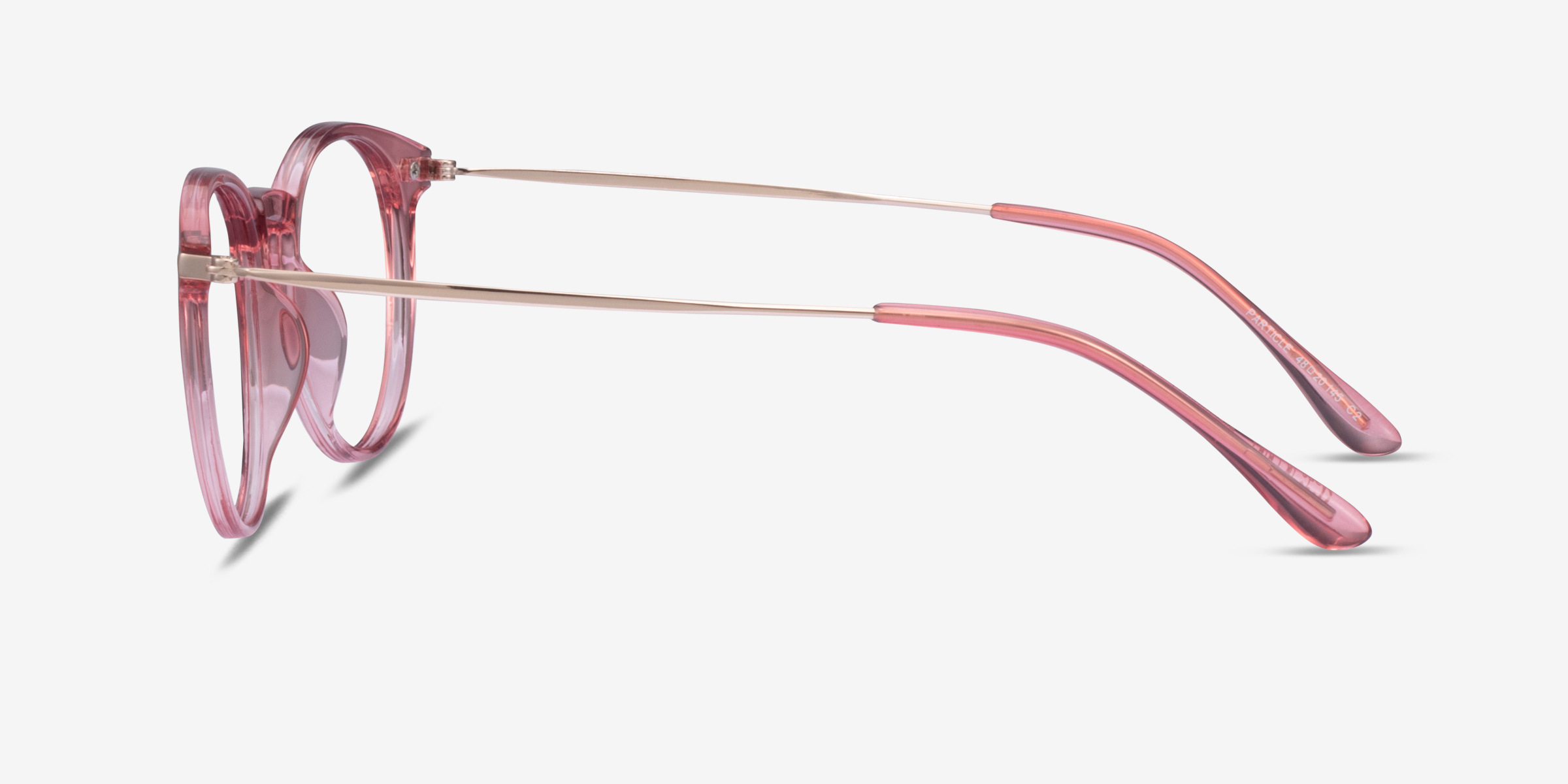 Particle Clear Pink & Rose Gold Plastic, MetalEyeglass Frames from EyeBuyDirect, Side View