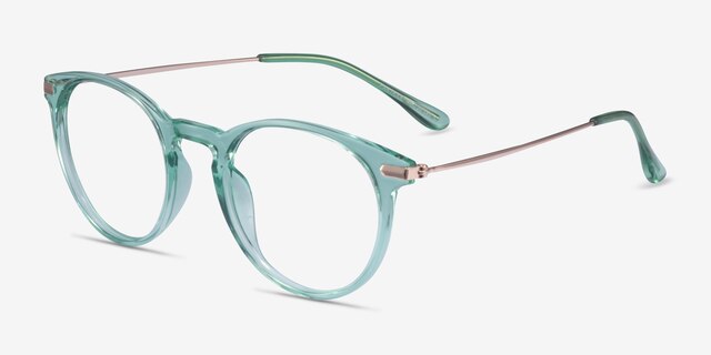Particle Clear Green & Rose Gold Plastic-metalEyeglass Frames from EyeBuyDirect, Angle View