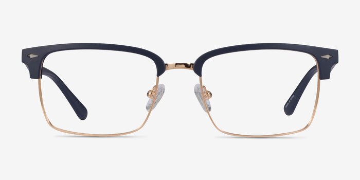 Renaissance Matte Blue & Gold Metal Eyeglass Frames from EyeBuyDirect
