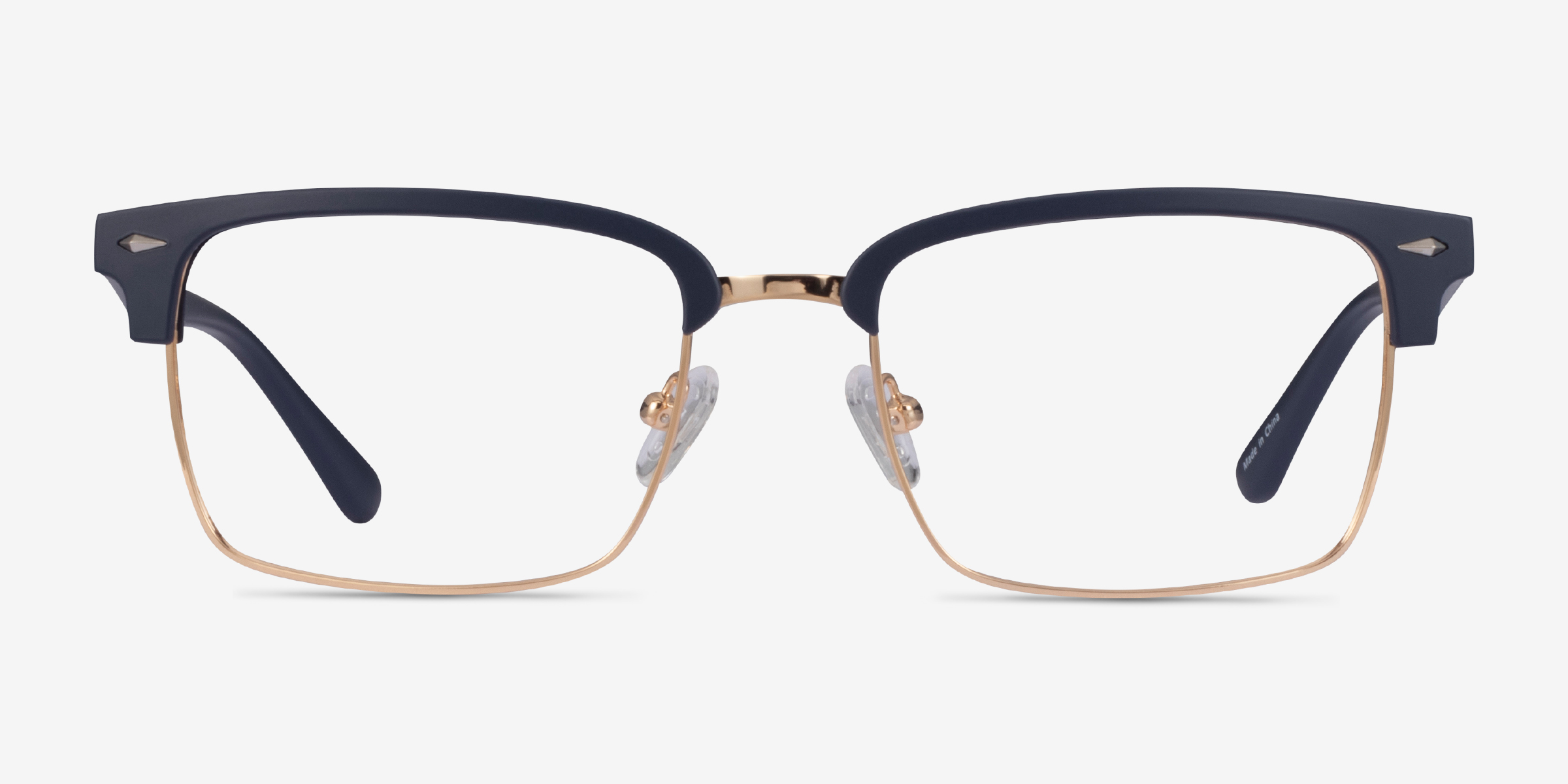 Renaissance Browline Matte Blue & Gold Glasses for Men | Eyebuydirect