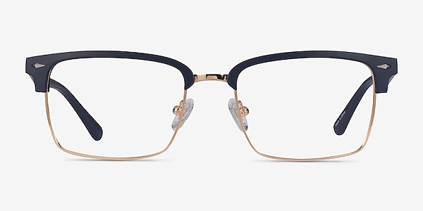 Renaissance Matte Blue & Gold Métal Montures de lunettes de vue