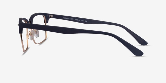 Renaissance Matte Blue & Gold MetalEyeglass Frames from EyeBuyDirect, Side View