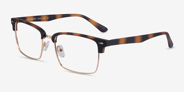 Renaissance Matte Tortoise & Gold MetalEyeglass Frames from EyeBuyDirect, Angle View