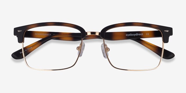 Renaissance Matte Tortoise & Gold MetalEyeglass Frames from EyeBuyDirect, Closed View