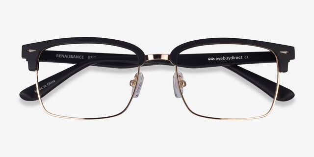Renaissance Black Gold MetalEyeglass Frames from EyeBuyDirect, Closed View