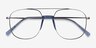 Subject Silver & Clear Blue Acetate-metalEyeglass Frames from EyeBuyDirect, Closed View