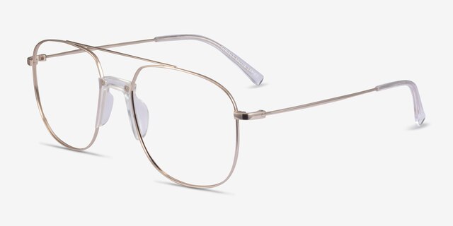 Subject Gold & Clear Acetate-metalEyeglass Frames from EyeBuyDirect, Angle View