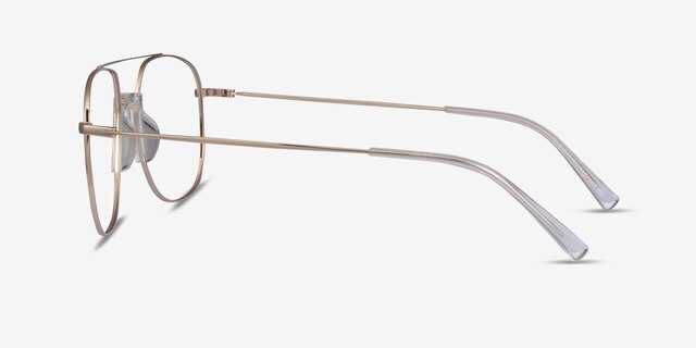 Subject Gold & Clear Acetate-metalEyeglass Frames from EyeBuyDirect, Side View