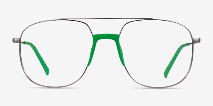 Subject Gunmetal & Green Acetate-metal Eyeglass Frames from EyeBuyDirect