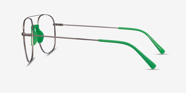 Subject Gunmetal & Green Acetate-metalEyeglass Frames from EyeBuyDirect, Side View