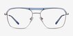 Dynamo Clear Blue & Gunmetal Acetate, MetalEyeglass Frames from EyeBuyDirect, Front View