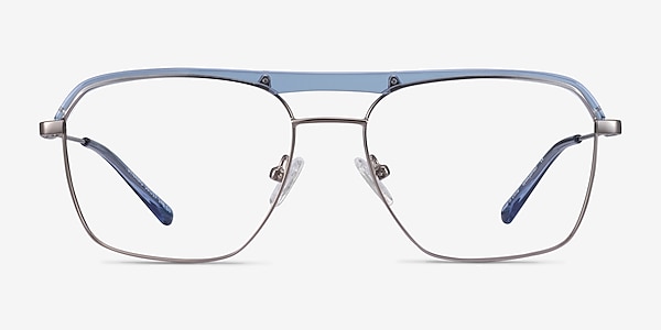 Dynamo Clear Blue & Gunmetal Acetate-metal Eyeglass Frames