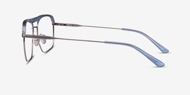 Dynamo Clear Blue & Gunmetal Acetate-metalEyeglass Frames from EyeBuyDirect, Side View