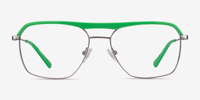 Dynamo Green & Gunmetal Acetate-metal Eyeglass Frames from EyeBuyDirect