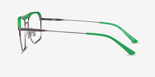 Dynamo Green & Gunmetal Acetate-metalEyeglass Frames from EyeBuyDirect, Side View
