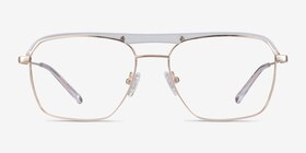 Dynamo Clear & Gold Acetate-metal Montures de lunettes de vue d'EyeBuyDirect, Vue de Face
