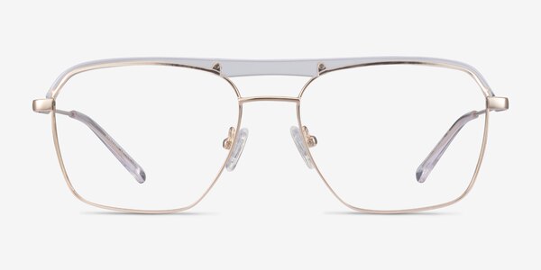 Dynamo Clear & Gold Acetate-metal Montures de lunettes de vue
