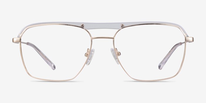 Dynamo Clear & Gold Acetate-metal Eyeglass Frames from EyeBuyDirect