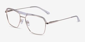 Dynamo Clear & Gold Acetate-metal Montures de lunettes de vue d'EyeBuyDirect, Vue d'Angle