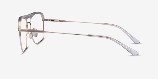 Dynamo Clear & Gold Acetate-metalEyeglass Frames from EyeBuyDirect, Side View
