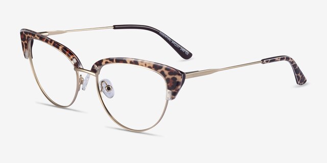 Essential Leopard & Gold Acetate-metalEyeglass Frames from EyeBuyDirect, Angle View