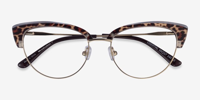 Essential Leopard & Gold Acetate-metalEyeglass Frames from EyeBuyDirect, Closed View