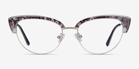 Essential Snake & Silver Acetate-metal Montures de lunettes de vue d'EyeBuyDirect, Vue de Face