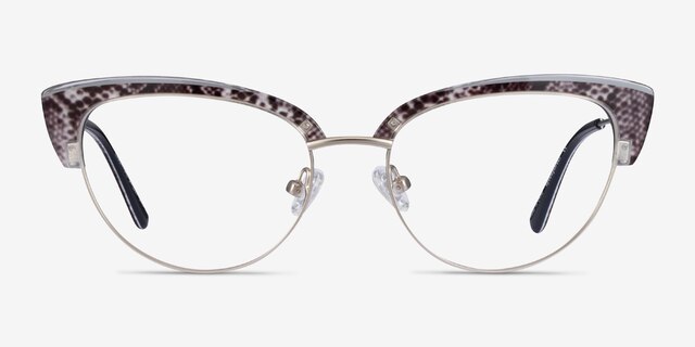 Essential Snake & Silver Acetate-metalEyeglass Frames from EyeBuyDirect, Front View
