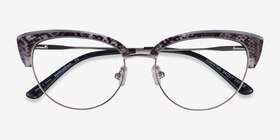 Essential Snake & Silver Acetate-metal Montures de lunettes de vue d'EyeBuyDirect, Vue Rapprochée