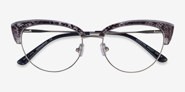 Essential Snake & Silver Acetate-metalEyeglass Frames from EyeBuyDirect, Closed View