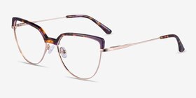 Dona Floral & Rose Gold Acetate-metal Montures de lunettes de vue d'EyeBuyDirect, Vue d'Angle