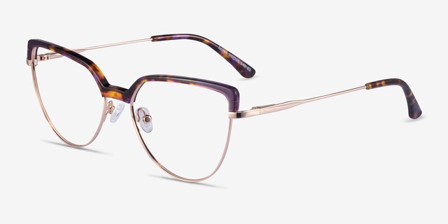 Dona Floral & Rose Gold Acetate-metalEyeglass Frames from EyeBuyDirect, Angle View