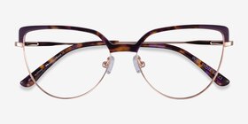 Dona Floral & Rose Gold Acetate-metal Montures de lunettes de vue d'EyeBuyDirect, Vue Rapprochée