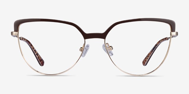 Dona Brown & Gold Acetate-metalEyeglass Frames from EyeBuyDirect, Front View