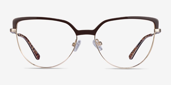 Dona Brown & Gold Acetate-metal Montures de lunettes de vue d'EyeBuyDirect