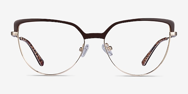 Dona Brown & Gold Acetate-metal Montures de lunettes de vue