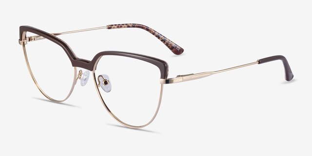 Dona Brown & Gold Acetate-metalEyeglass Frames from EyeBuyDirect, Angle View