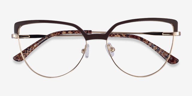 Dona Brown & Gold Acetate-metalEyeglass Frames from EyeBuyDirect, Closed View