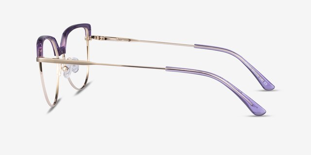 Dona Clear Purple & Gold Acetate-metalEyeglass Frames from EyeBuyDirect, Side View