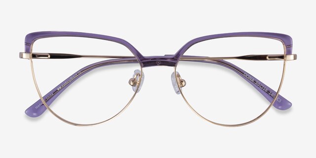 Dona Clear Purple & Gold Acetate-metalEyeglass Frames from EyeBuyDirect, Closed View