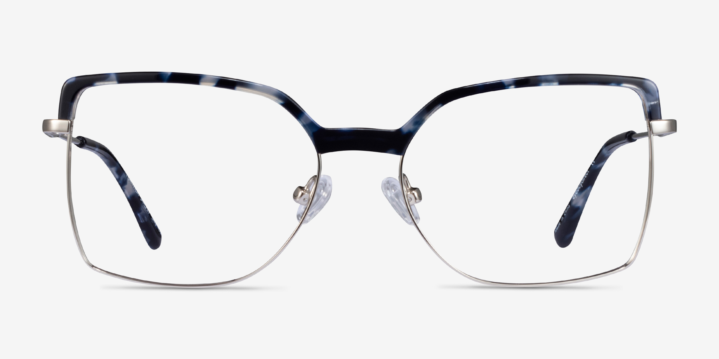 Further Geometric Blue Floral & Silver Full Rim Eyeglasses Eyebuydirect