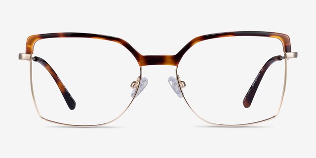 Further Tortoise & Gold Acetate-metalEyeglass Frames from EyeBuyDirect, Front View