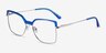 Further Blue & Silver Acetate-metalEyeglass Frames from EyeBuyDirect, Angle View