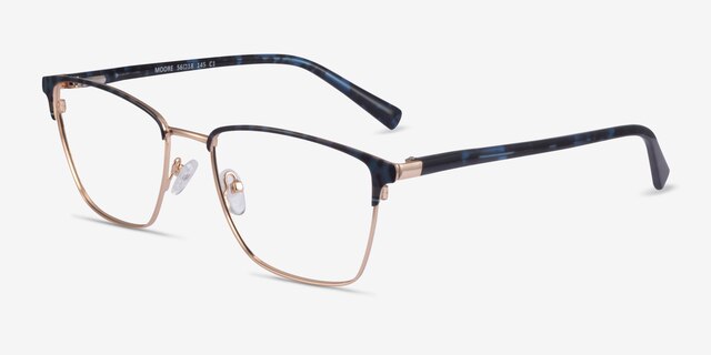 Moore Blue Tortoise Gold AcetateEyeglass Frames from EyeBuyDirect, Angle View