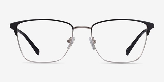 Moore Black Silver AcetateEyeglass Frames from EyeBuyDirect, Front View