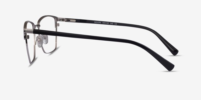 Moore Black Silver AcetateEyeglass Frames from EyeBuyDirect, Side View