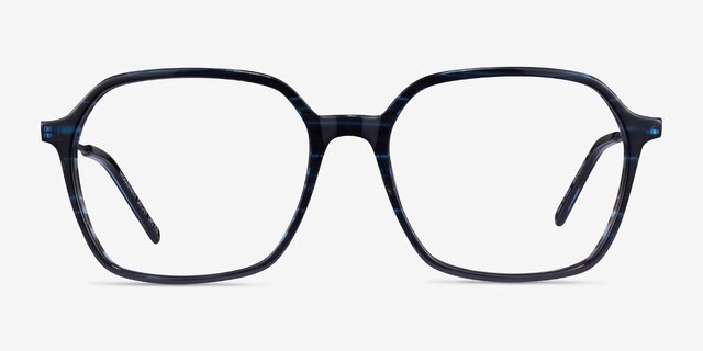 Modernity Striped Blue AcetateEyeglass Frames from EyeBuyDirect, Front View